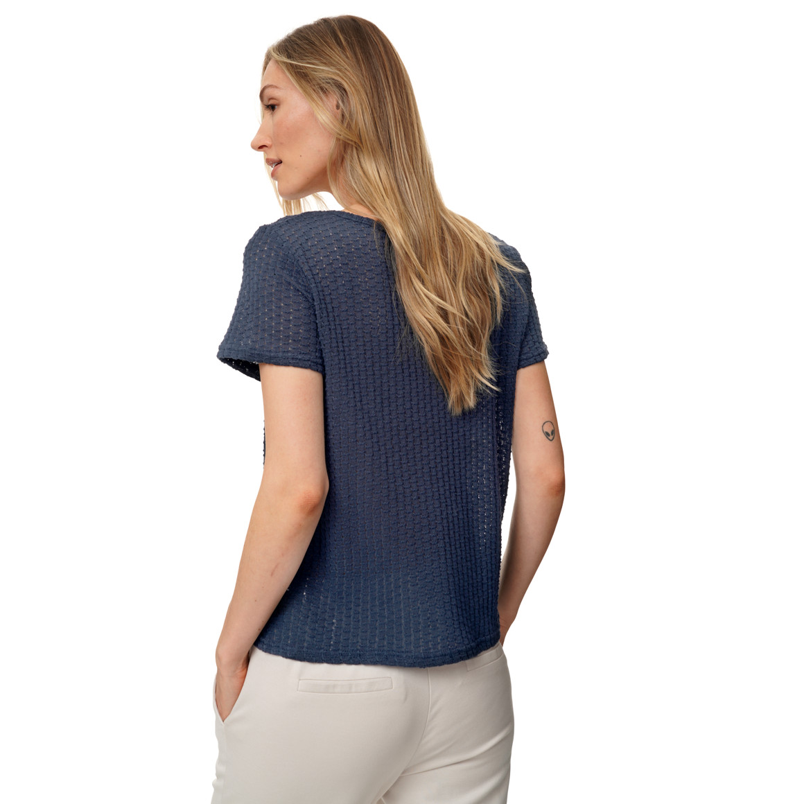 Damen T-Shirt mit Lochstickerei