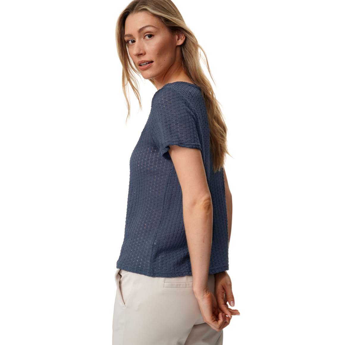 Damen T-Shirt mit Lochstickerei