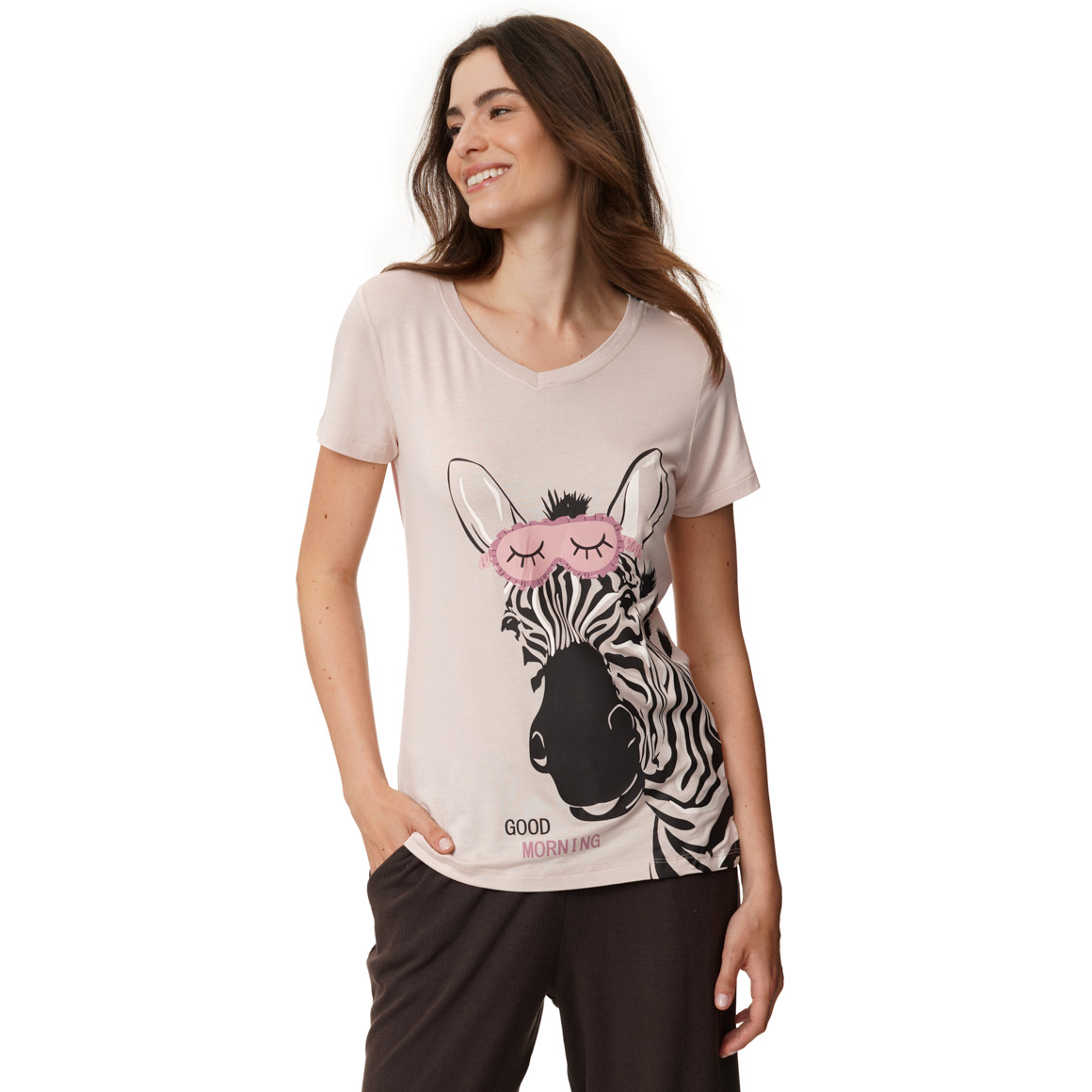 Slaapshirt voor dames met zebraprint