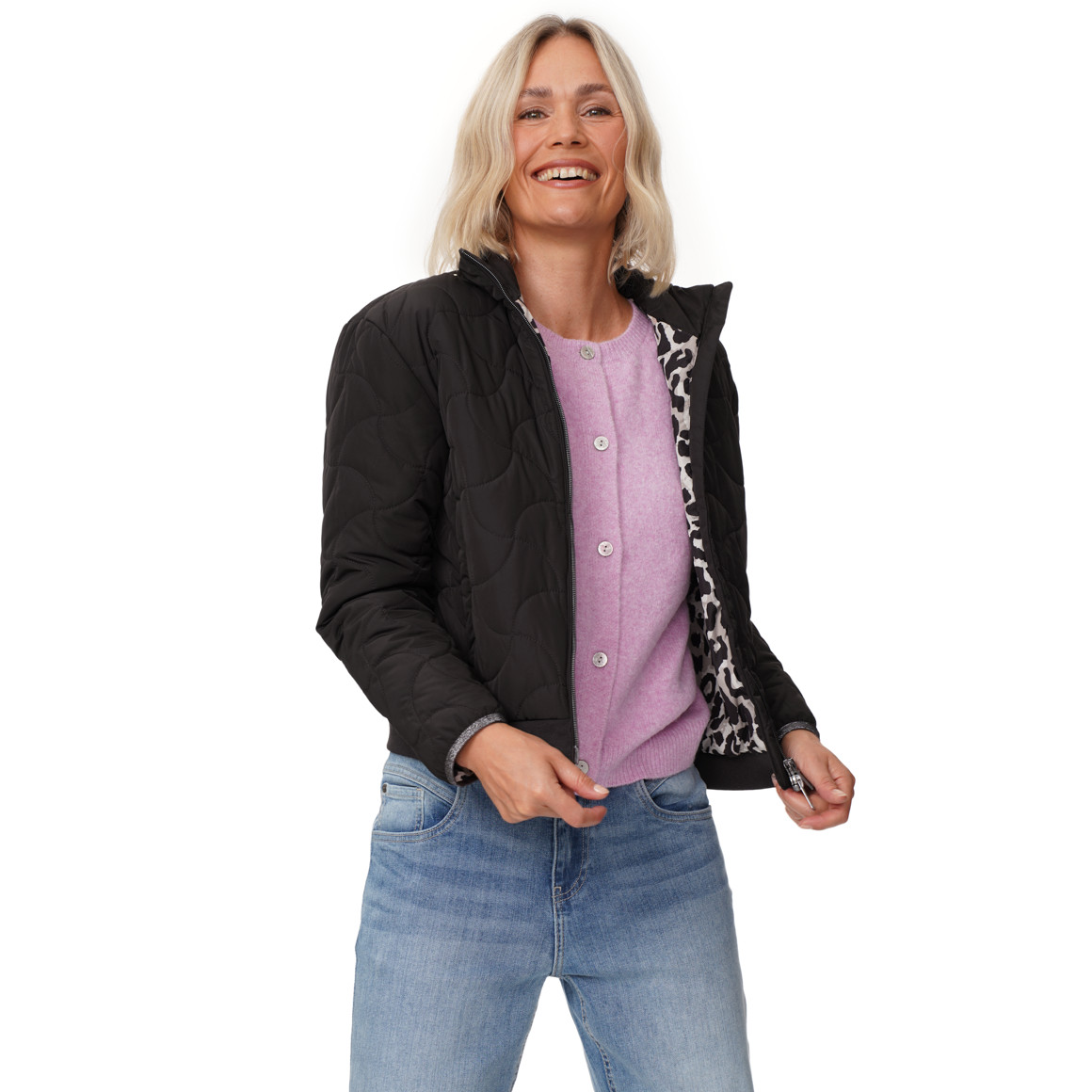 Damen Stepp-Blouson mit Stehkragen