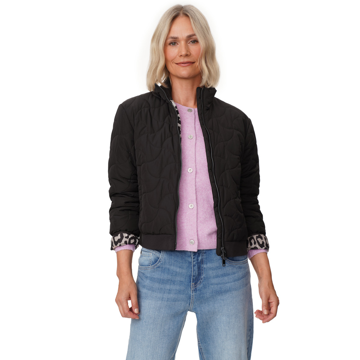 Damen Stepp-Blouson mit Stehkragen