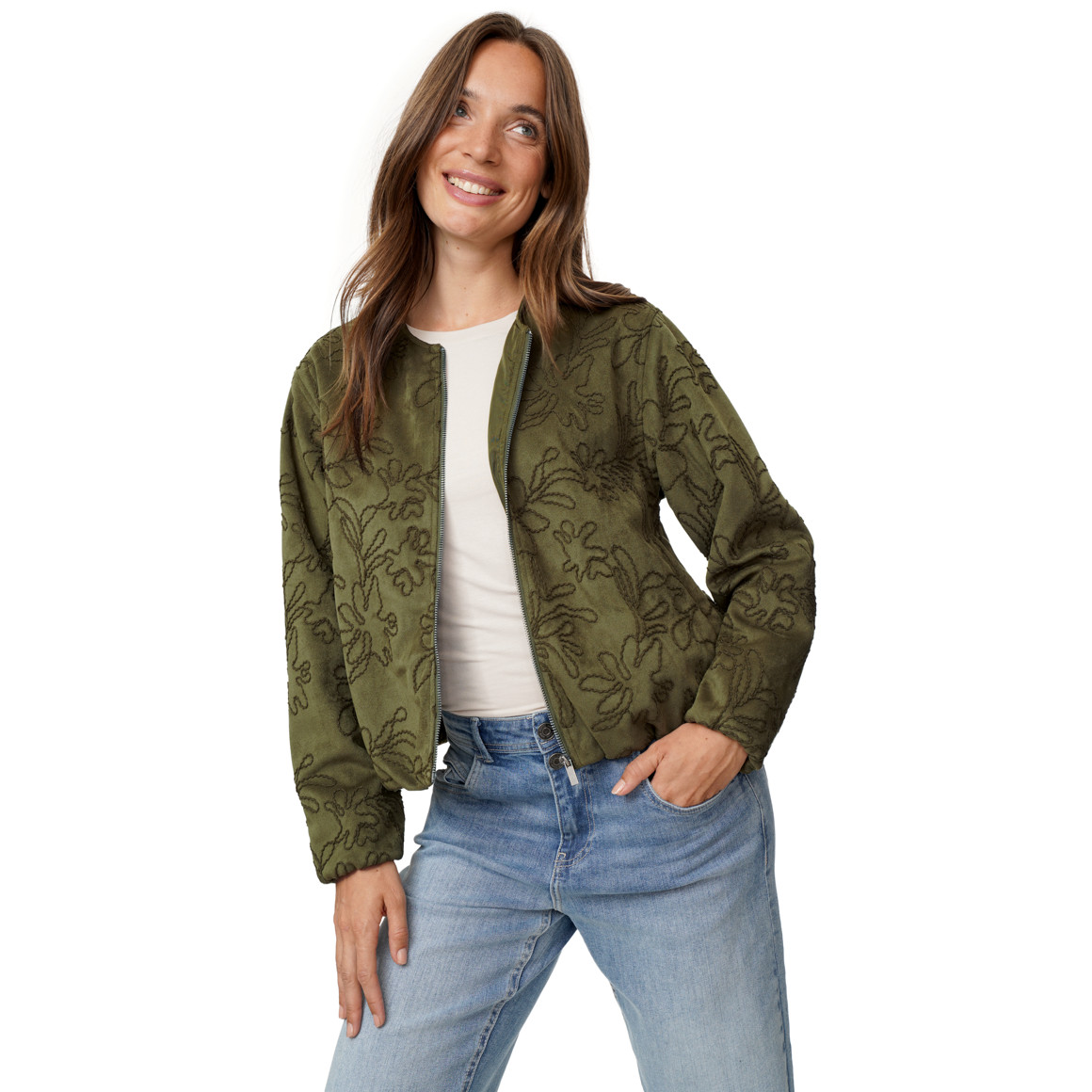 Damen Kunstleder-Blouson mit Stickereien