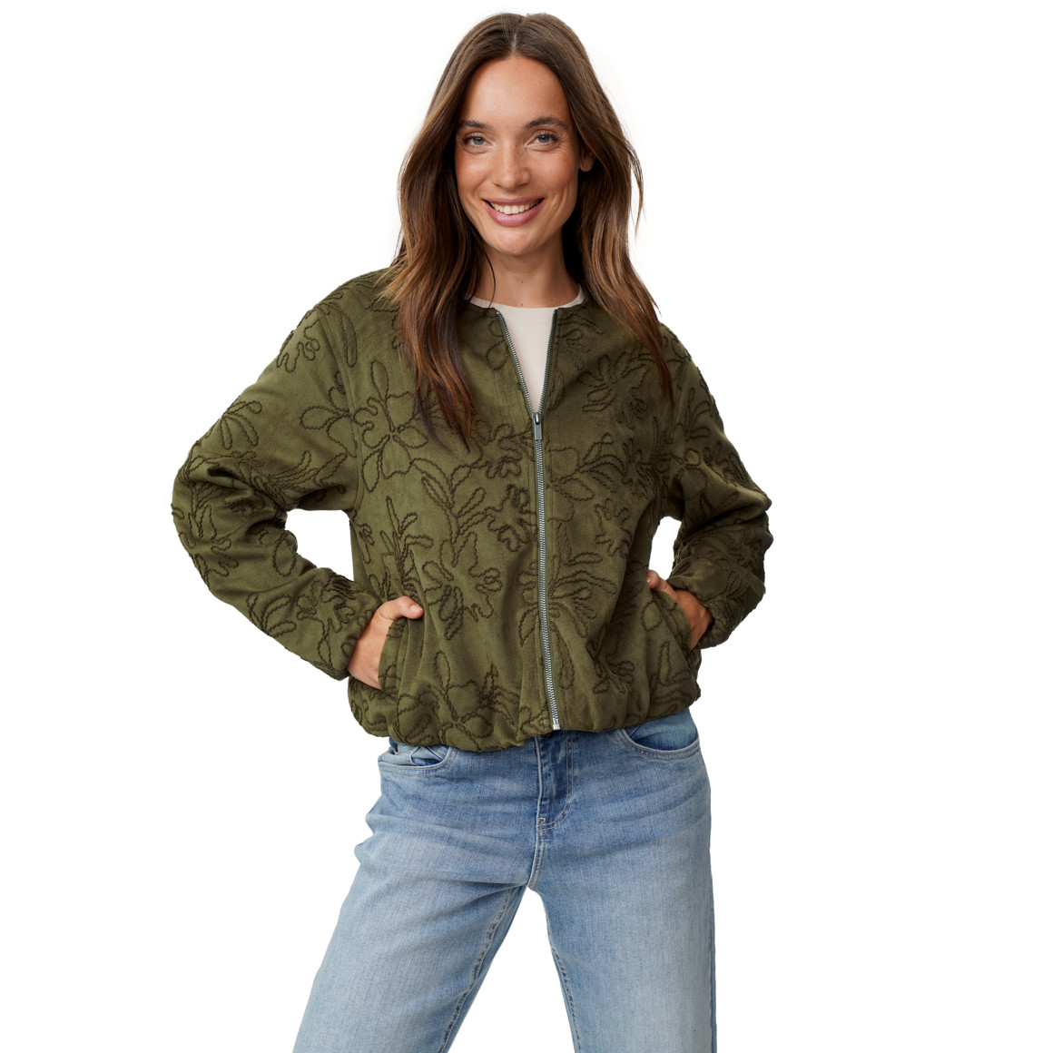 Damen Kunstleder-Blouson mit Stickereien
