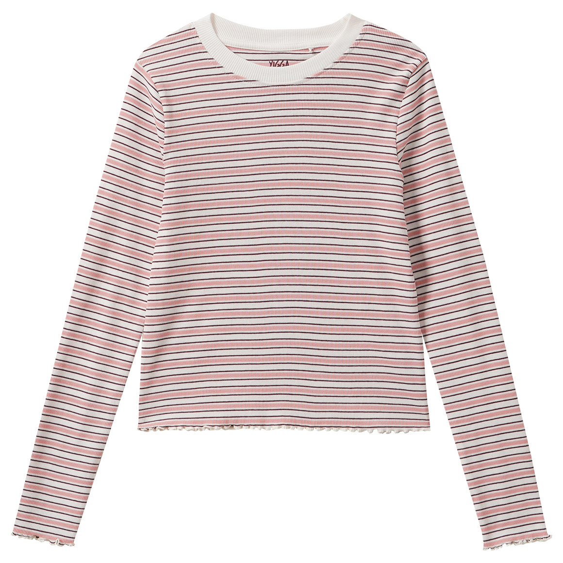 Mädchen Langarmshirt mit Rippstruktur