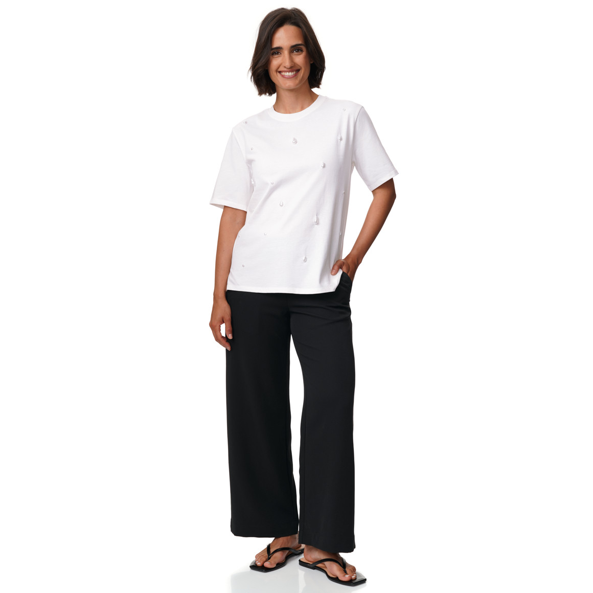 Damen Wide-Leg-Hose unifarben