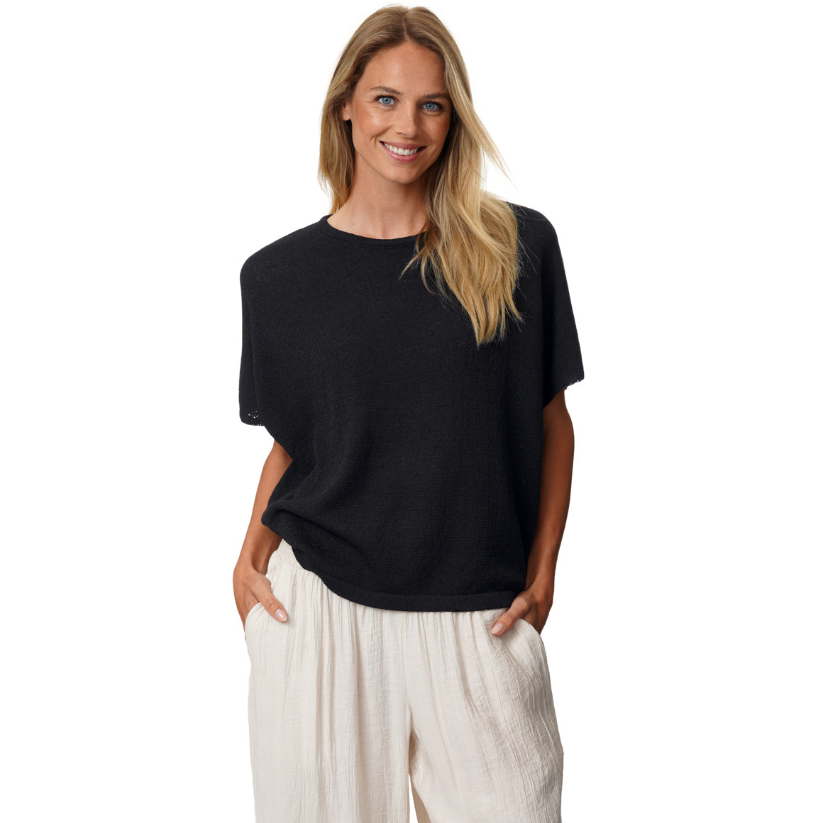 Damen Strick-T-Shirt unifarben
