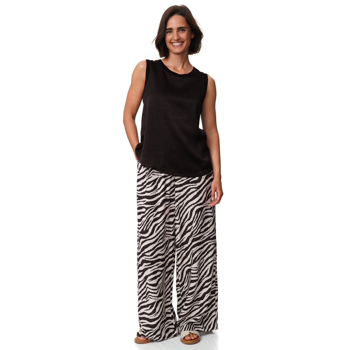 Damen Satin-Top unifarben