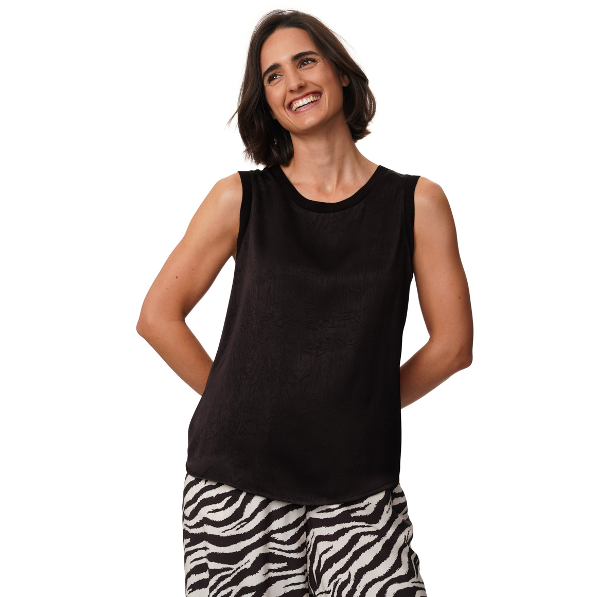 Damen Satin-Top unifarben