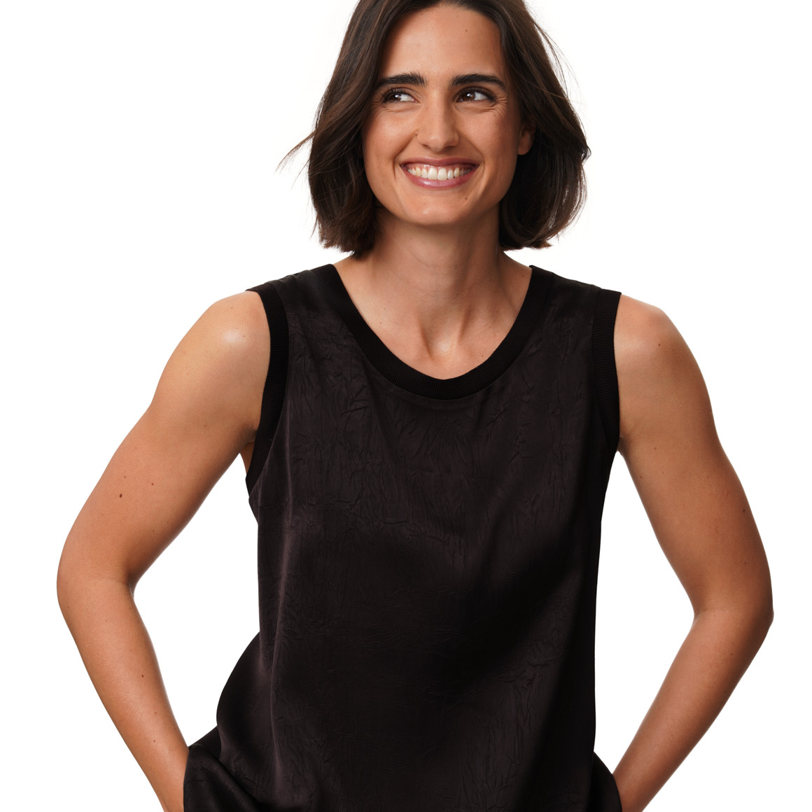 Damen Satin-Top unifarben