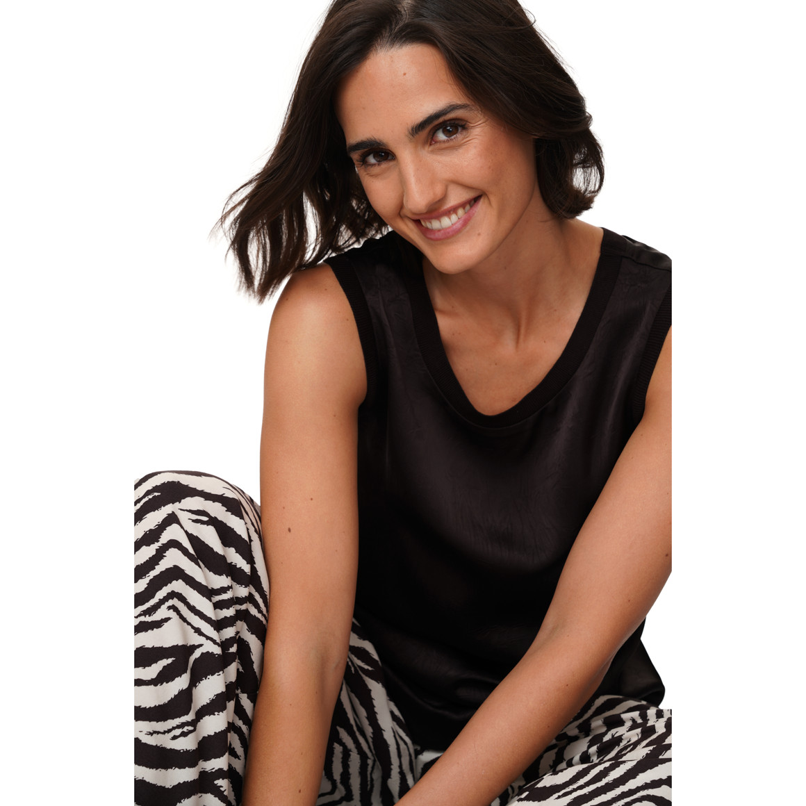 Damen Satin-Top unifarben