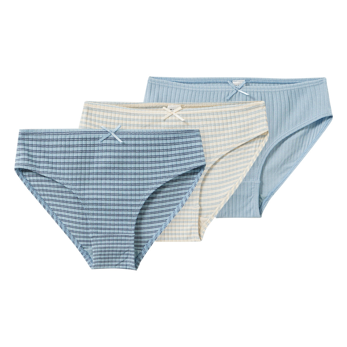3 Mädchen Slips mit Rippstrukur