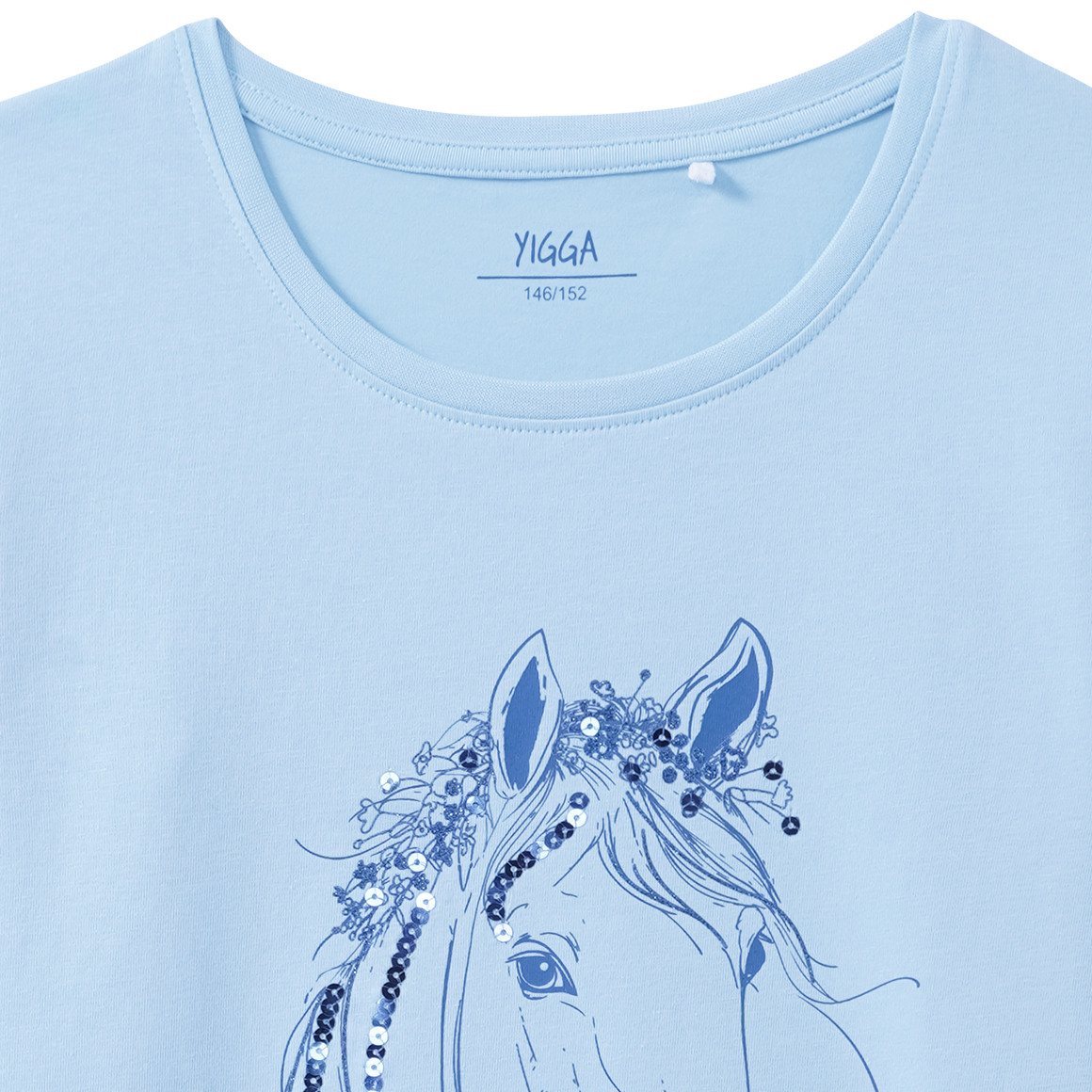 Mädchen Langarmshirt mit Pferde-Motiv