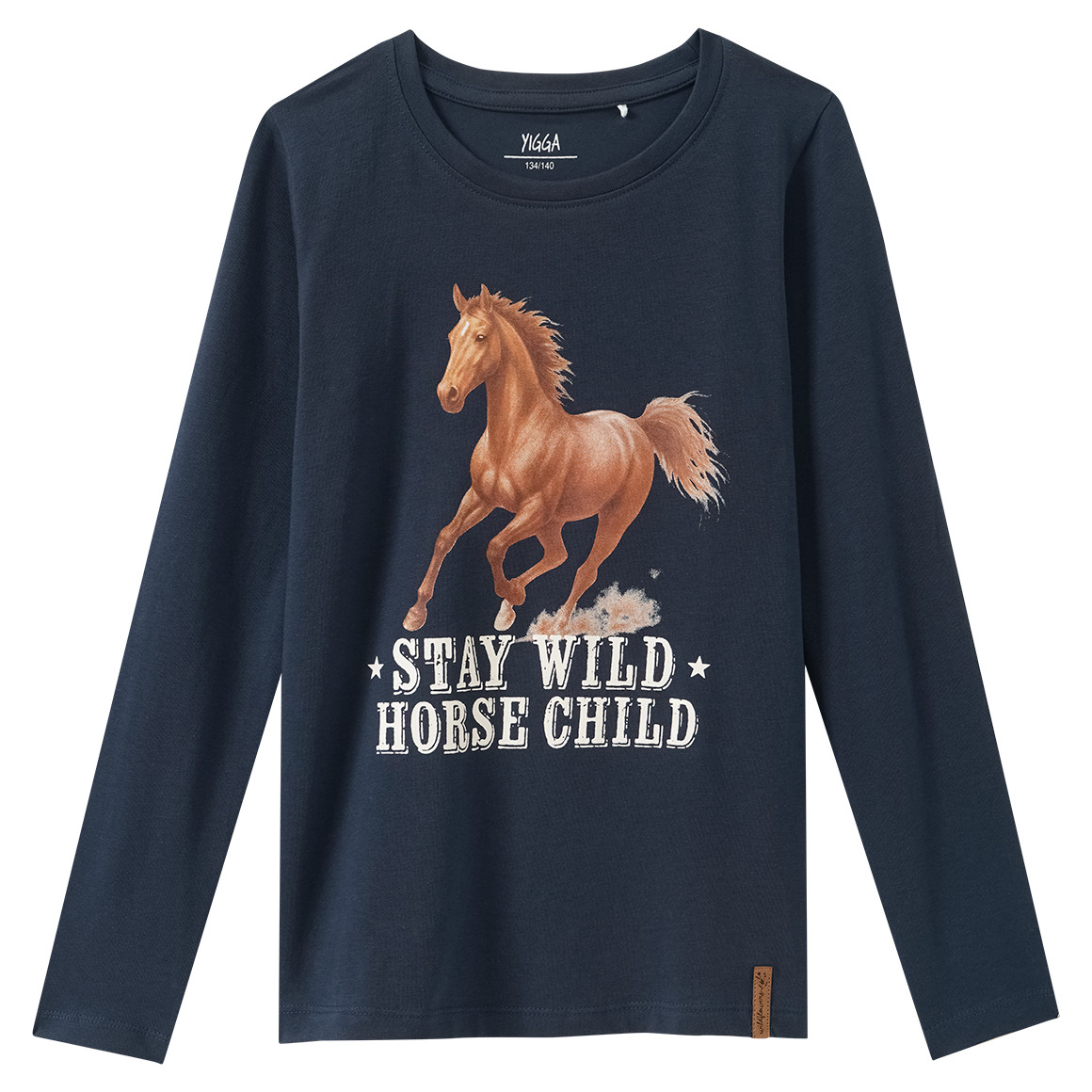 Mädchen Langarmshirt mit Pferde-Motiv