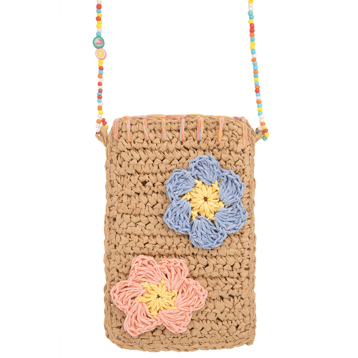 Mädchen Strohtasche mit bunten Blumen
