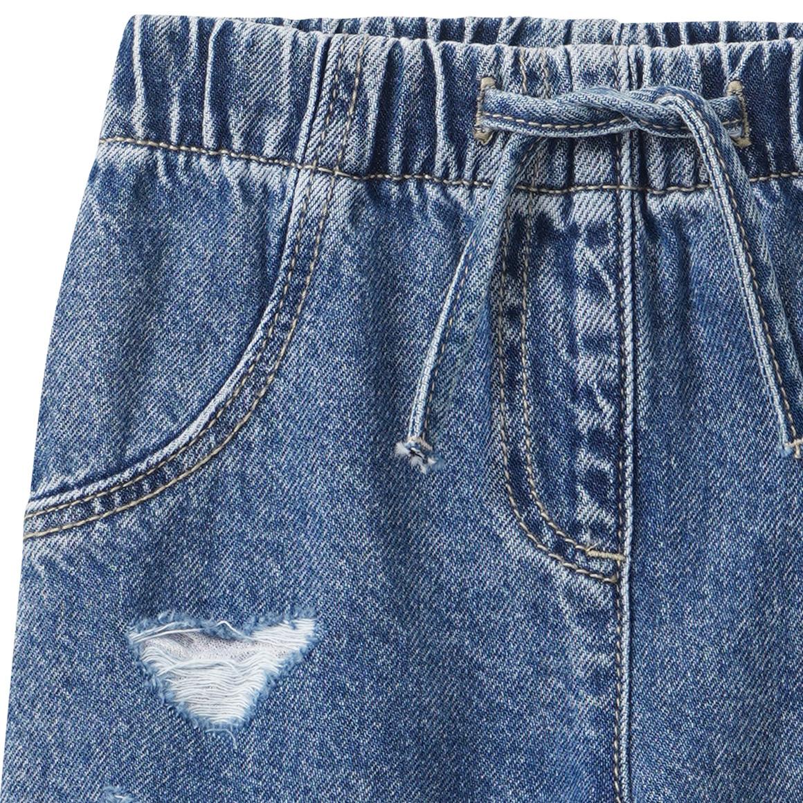 Baby Wide-Leg-Jeans im Used-Look