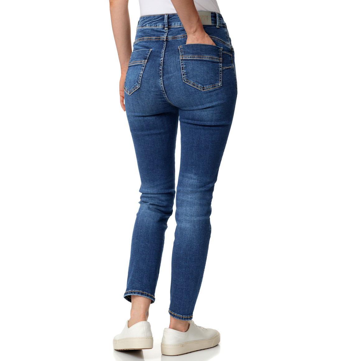 Damen Slim-Jeans mit Used-Waschung