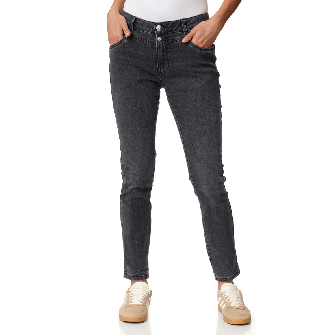 Damen Slim-Jeans mit zwei Knöpfen