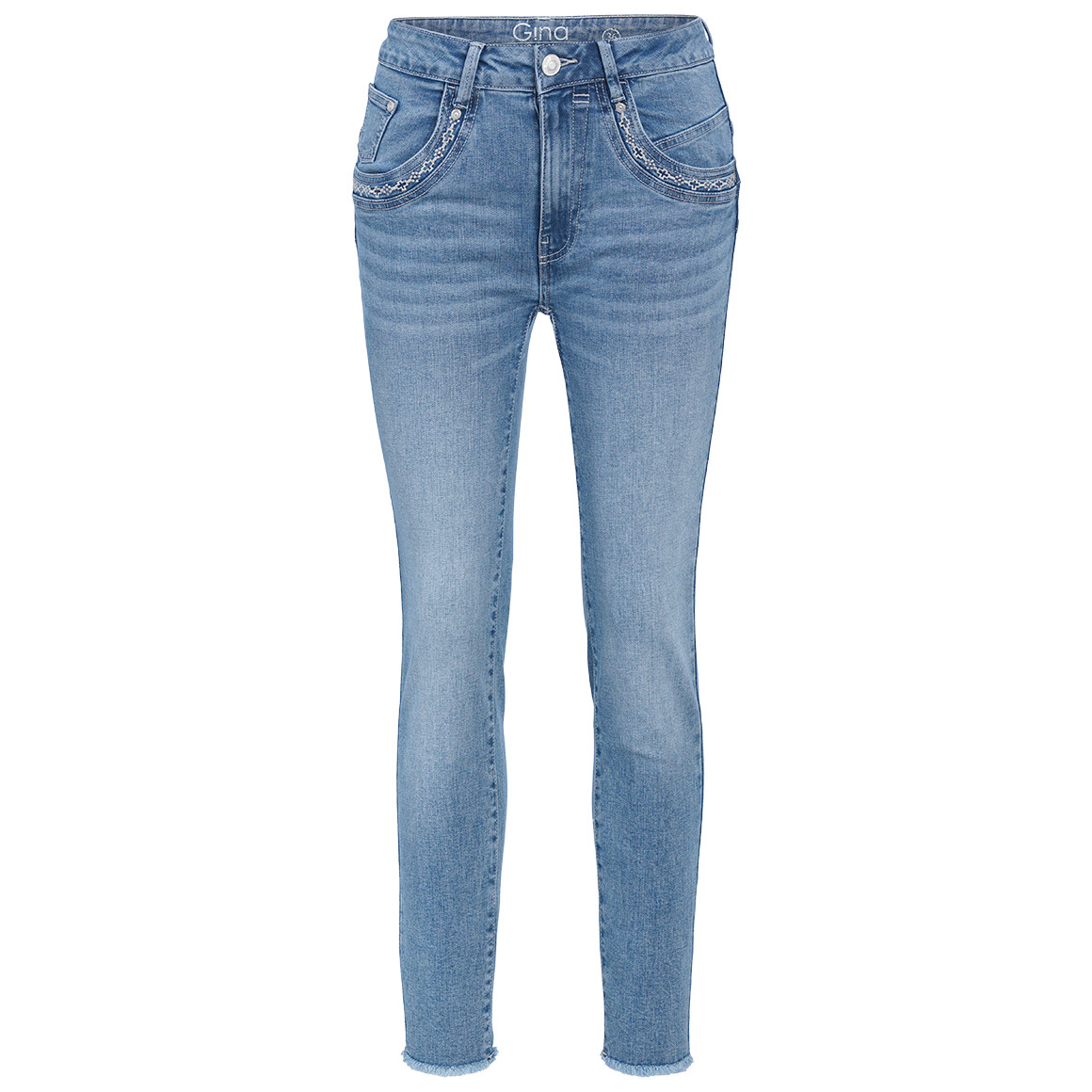 Damen Slim-Jeans mit Used-Waschung