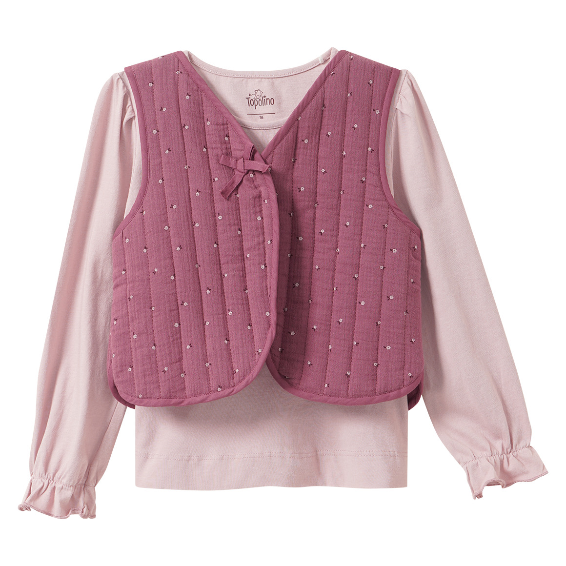 Mädchen Set mit Langarmshirt und Steppweste