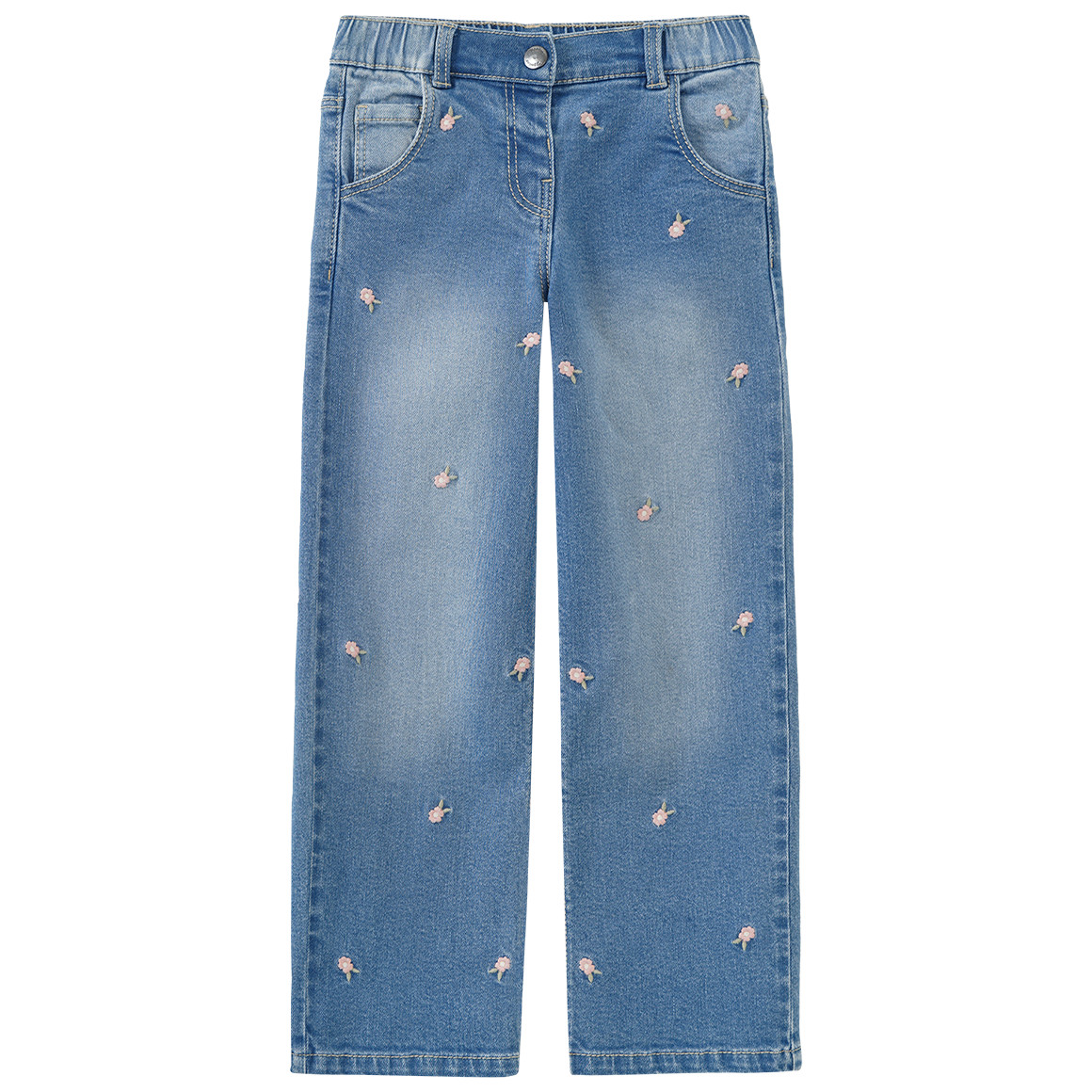 Mädchen Straight-Jeans mit Stickerei