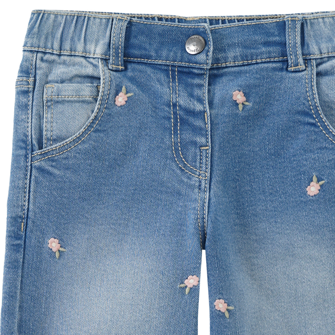 Mädchen Straight-Jeans mit Stickerei