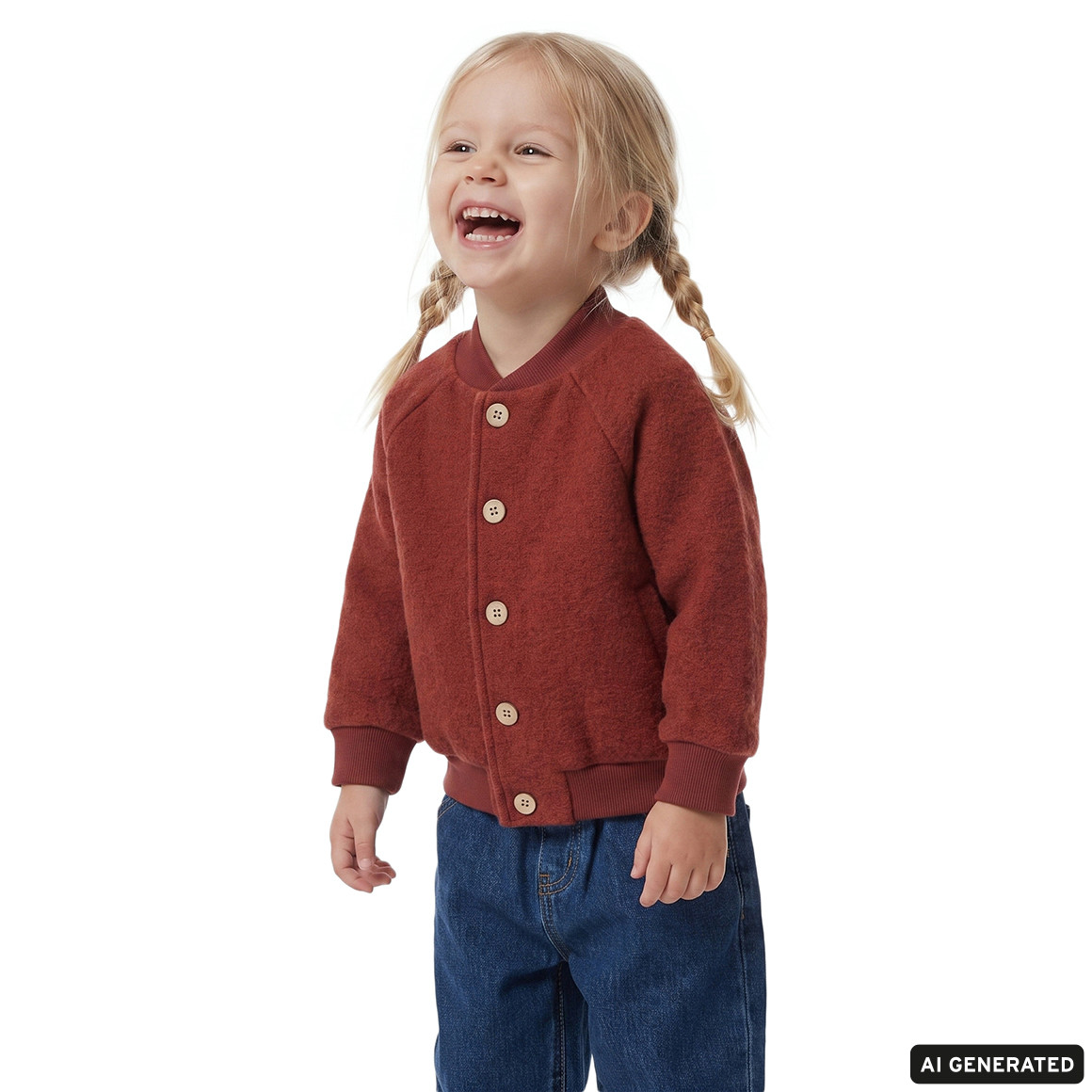 Baby Wollwalk-Blousonjacke mit Rippbündchen