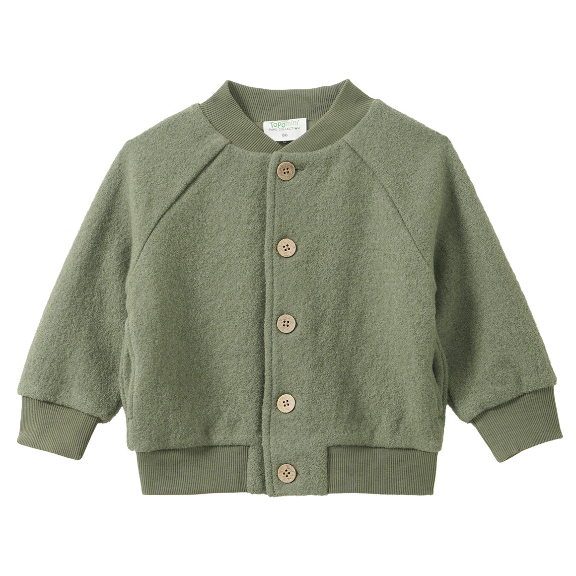 Baby Wollwalk-Blousonjacke mit Rippbündchen