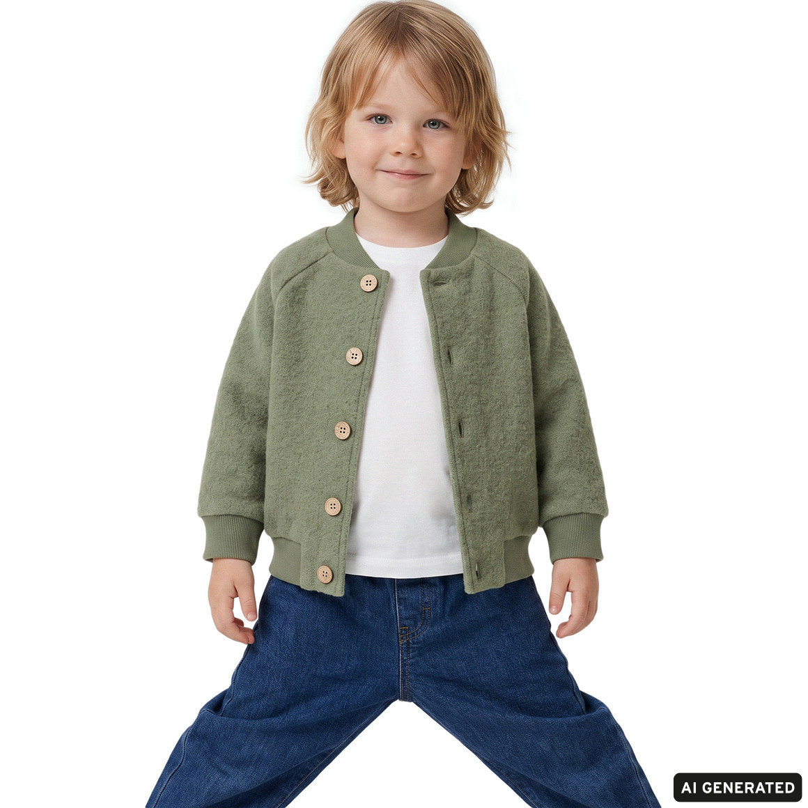 Baby Wollwalk-Blousonjacke mit Rippbündchen