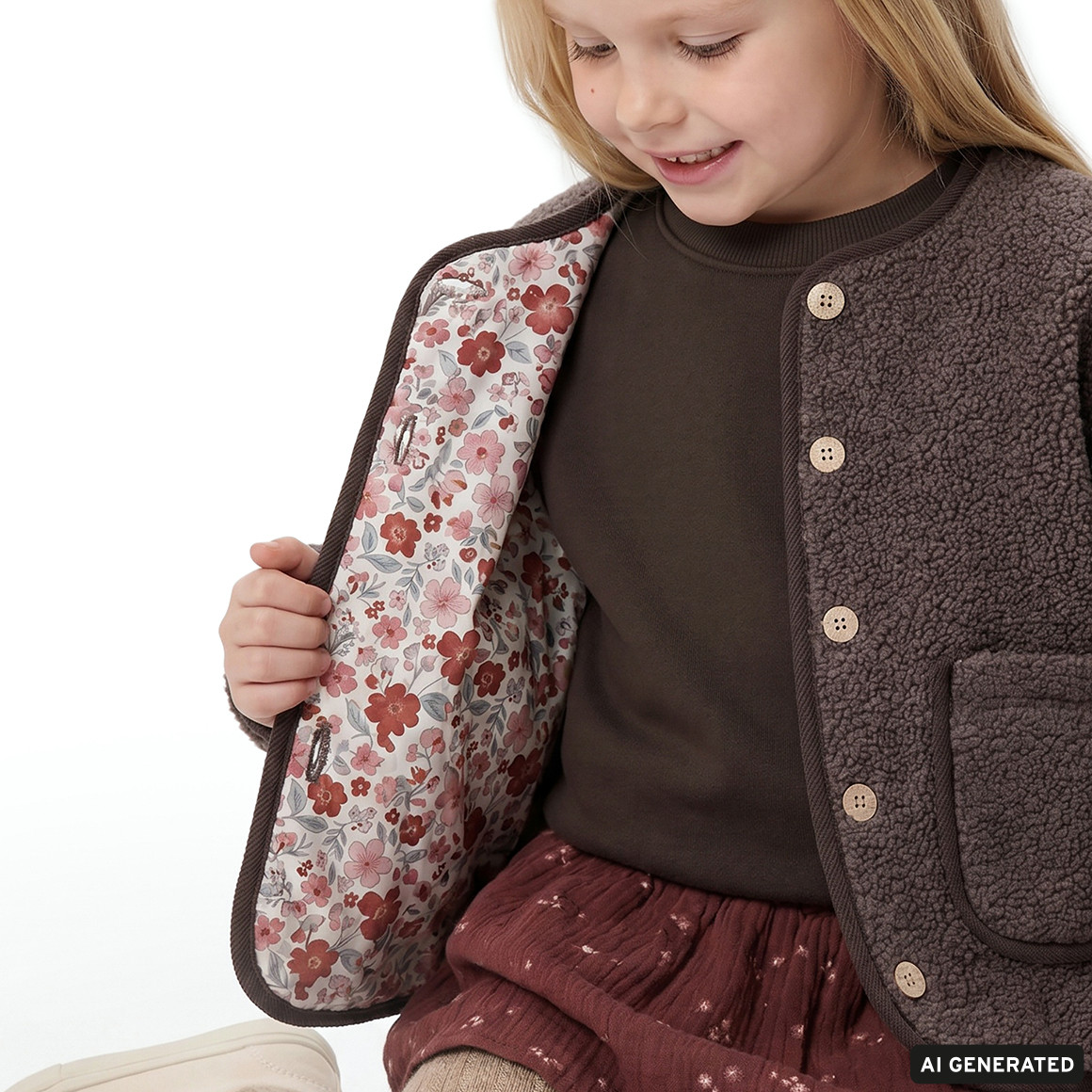 Mädchen Teddyjacke mit abnehmbaren Ärmeln