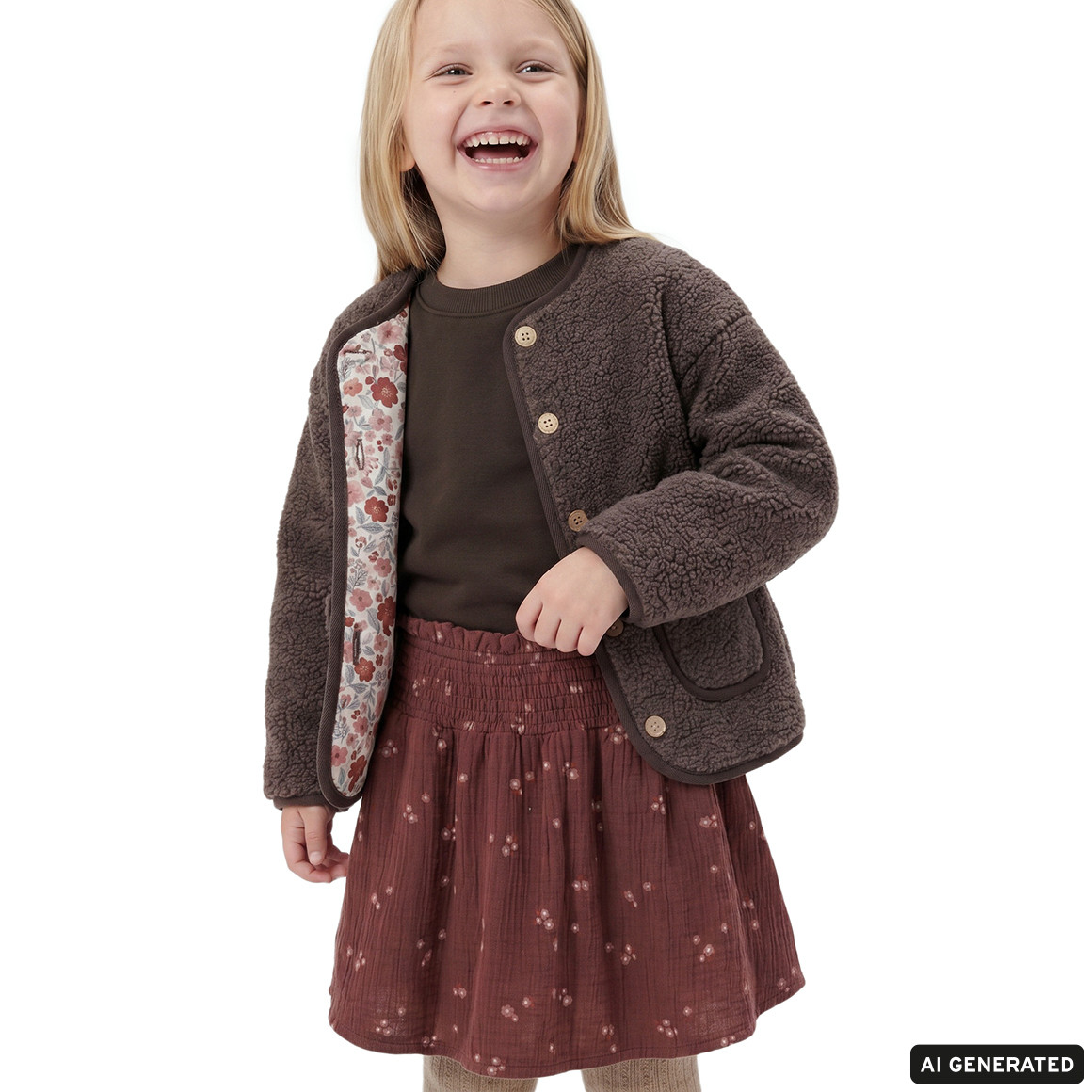 Mädchen Teddyjacke mit abnehmbaren Ärmeln