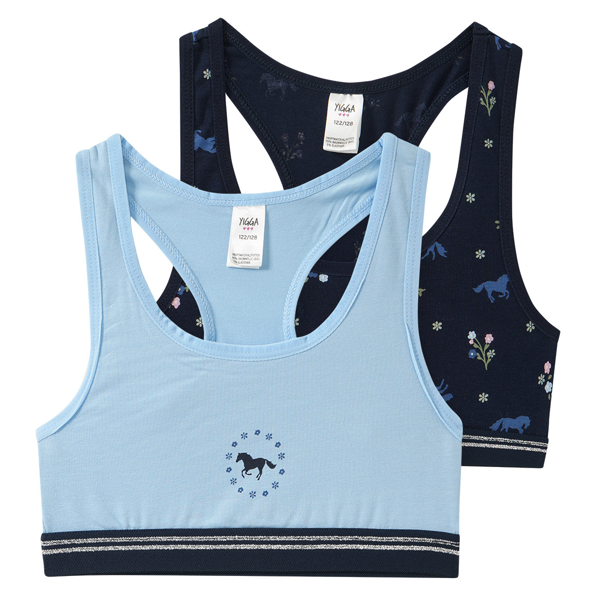 2 Mädchen Bustiers mit Pferde-Motiven