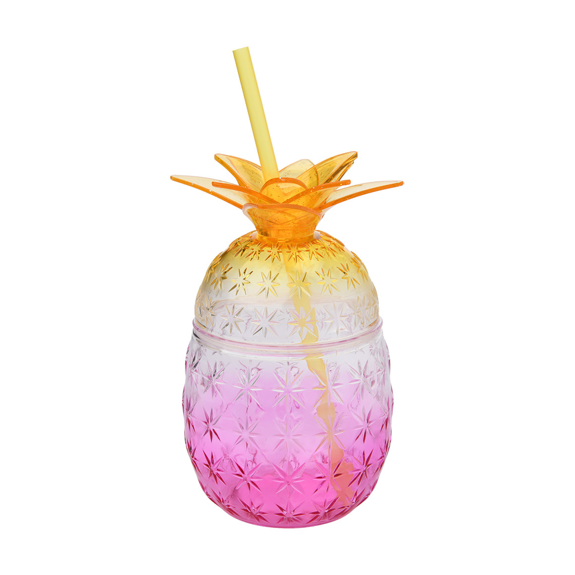Trinkbecher Ananas mit Strohhalm
