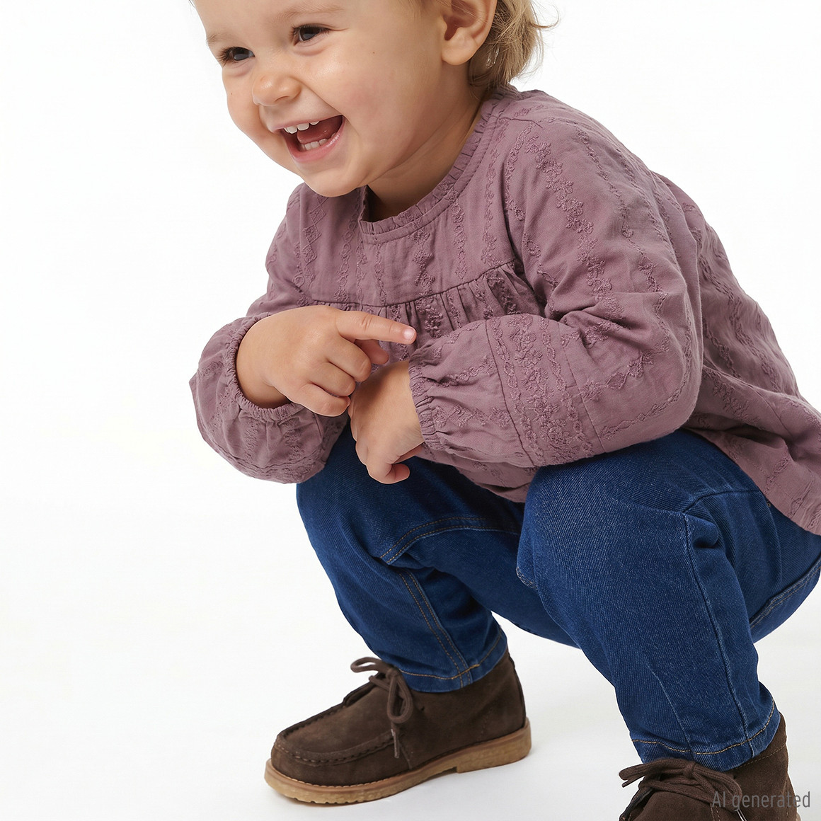 Baby Paperbag-Jeans mit Used-Waschung
