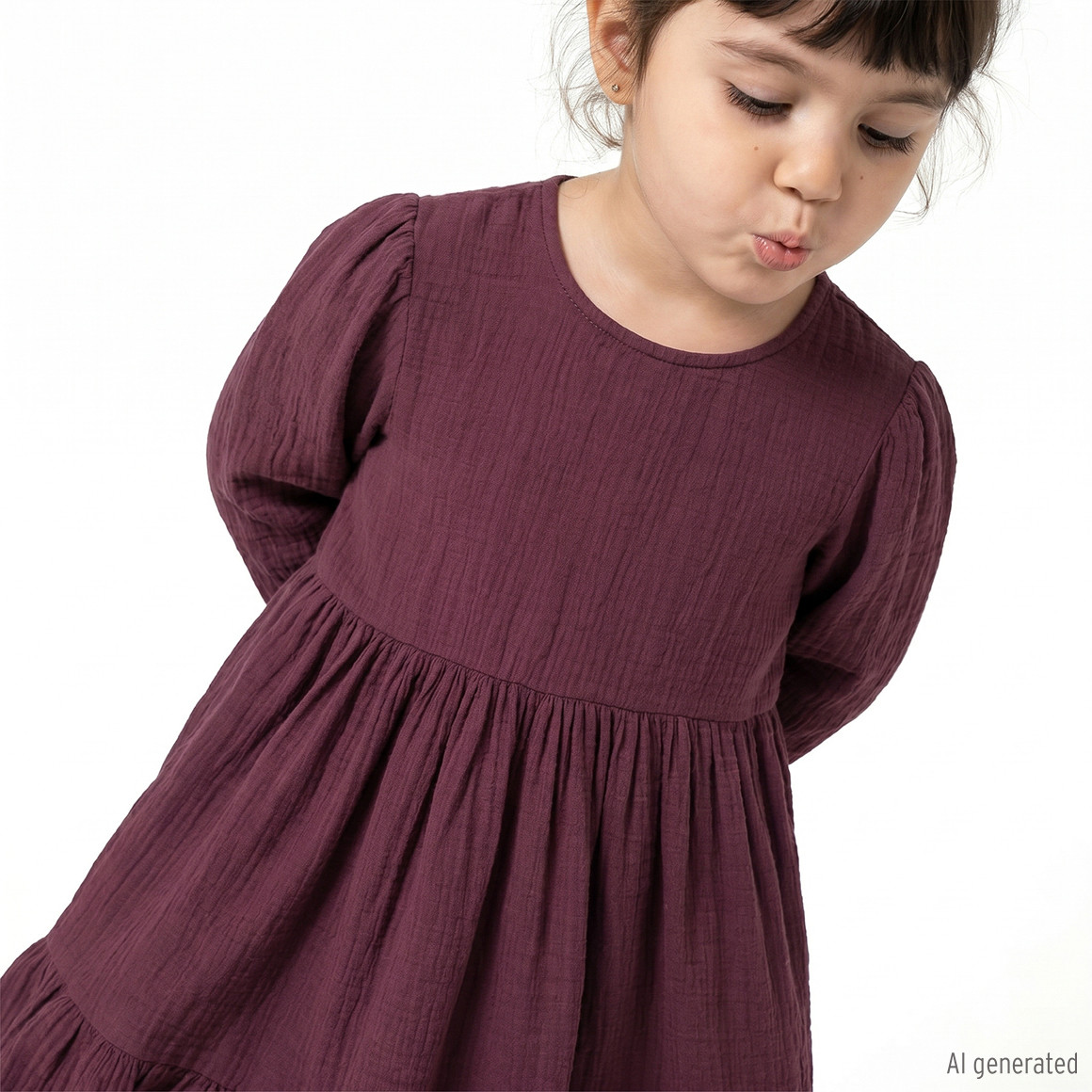Mädchen Musselin-Kleid mit Volant