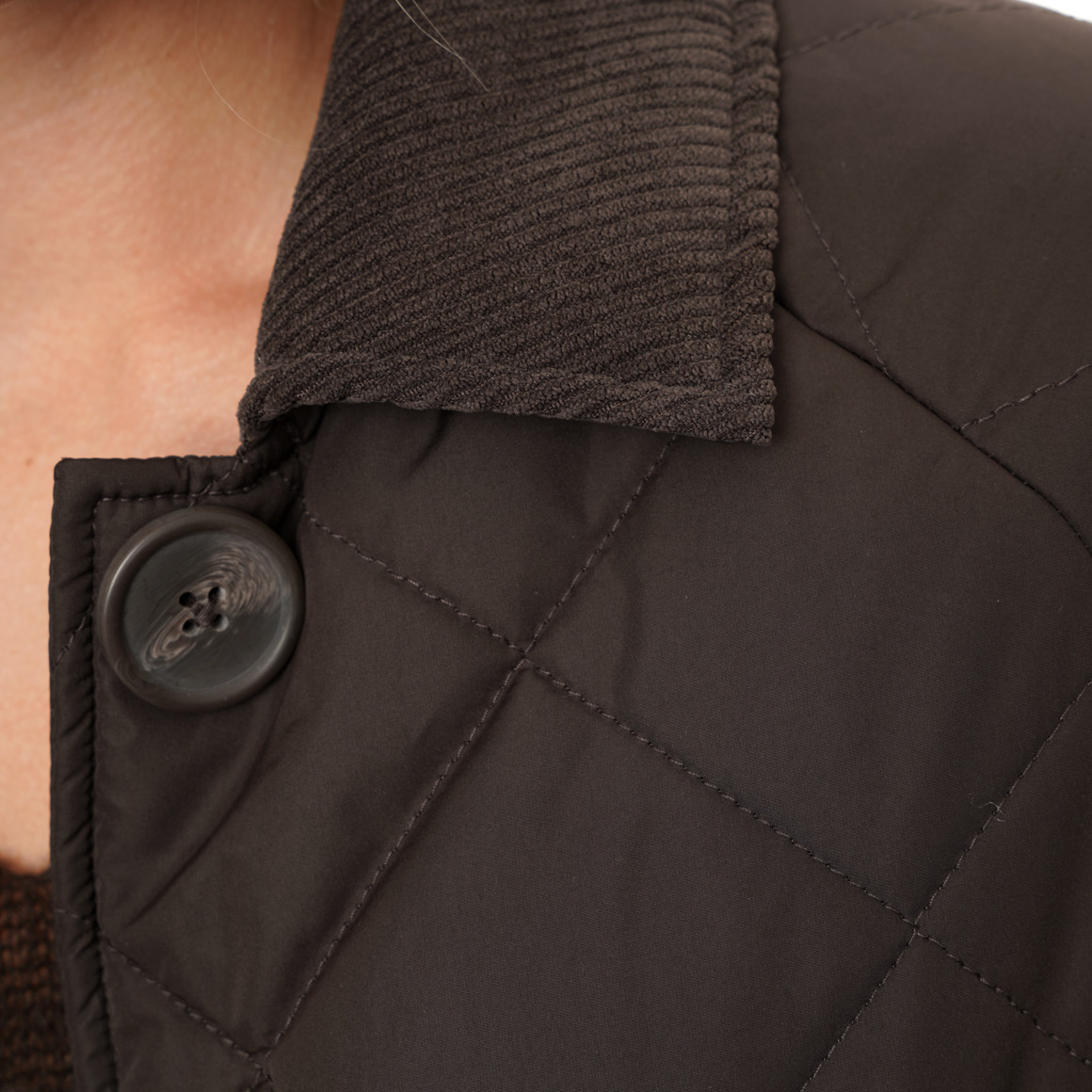 Damen Steppmantel mit Corddetails