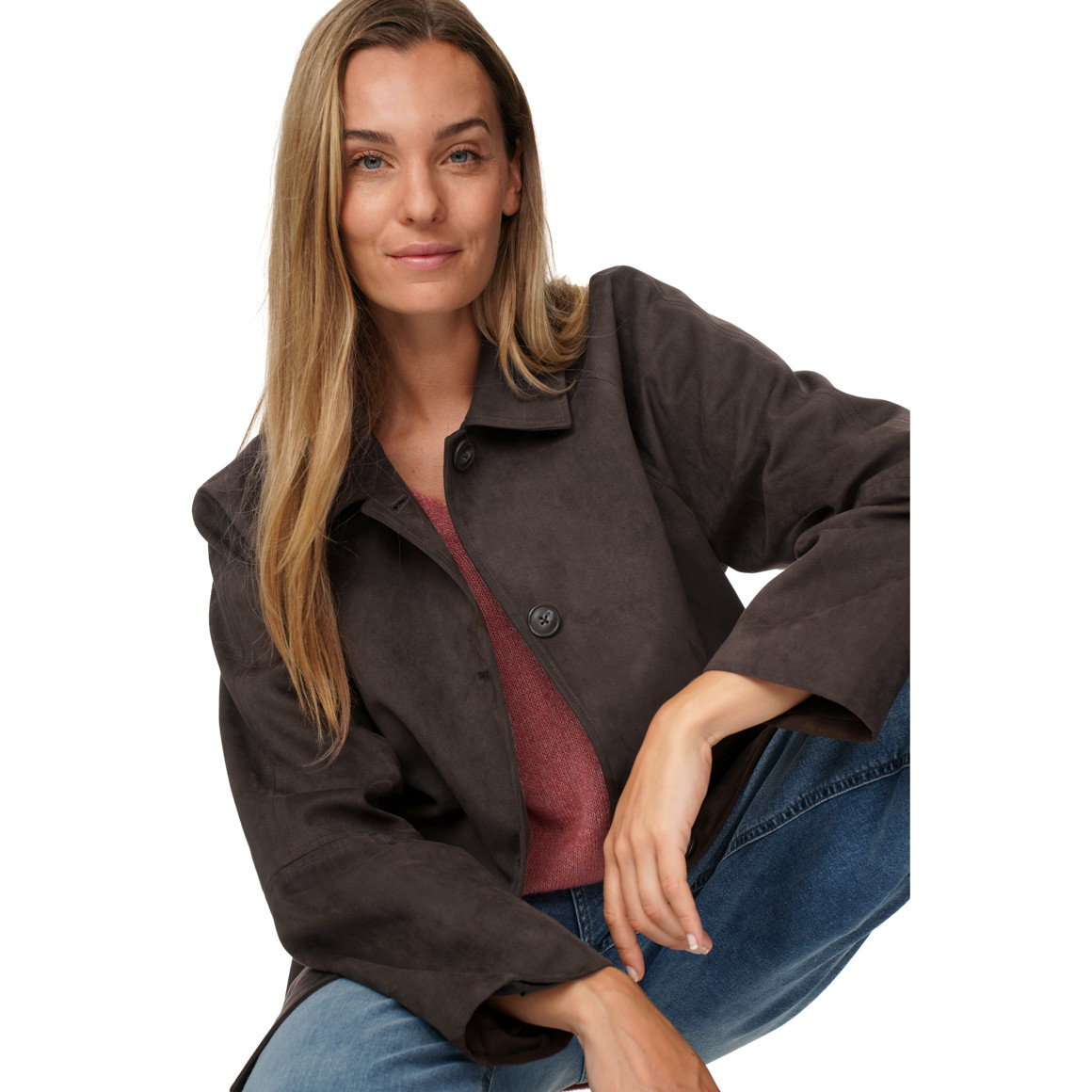 Damen Jacke in Veloursleder-Optik