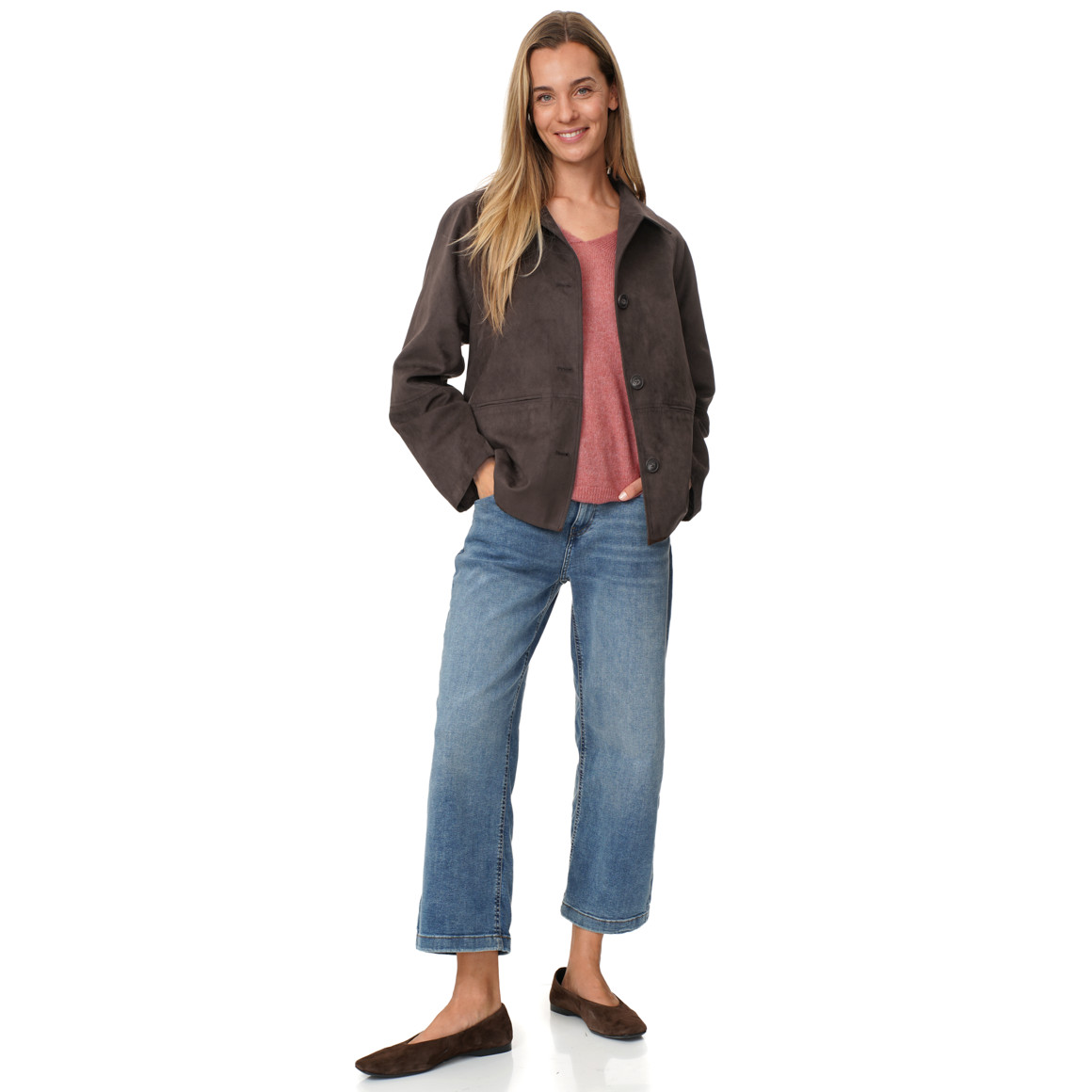 Damen Jacke in Veloursleder-Optik