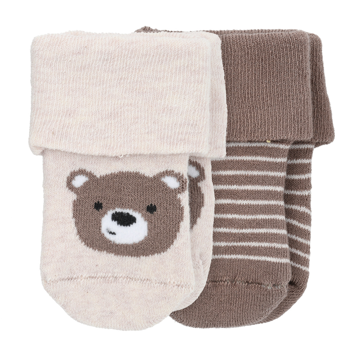 2 Paar Newborn Frotteesocken mit Bär-Motiv