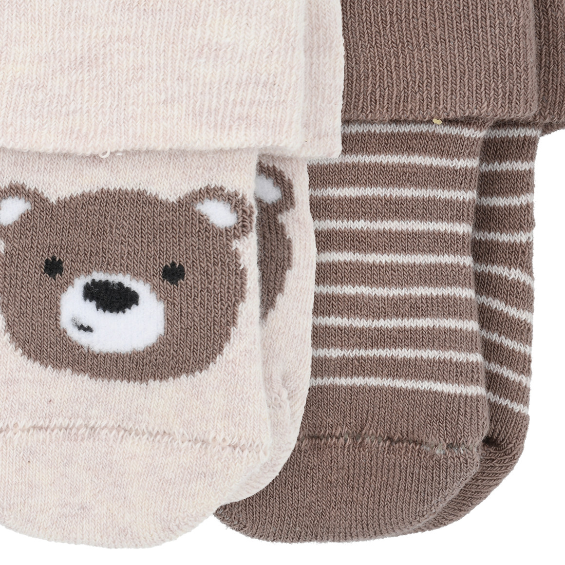 2 Paar Newborn Frotteesocken mit Bär-Motiv