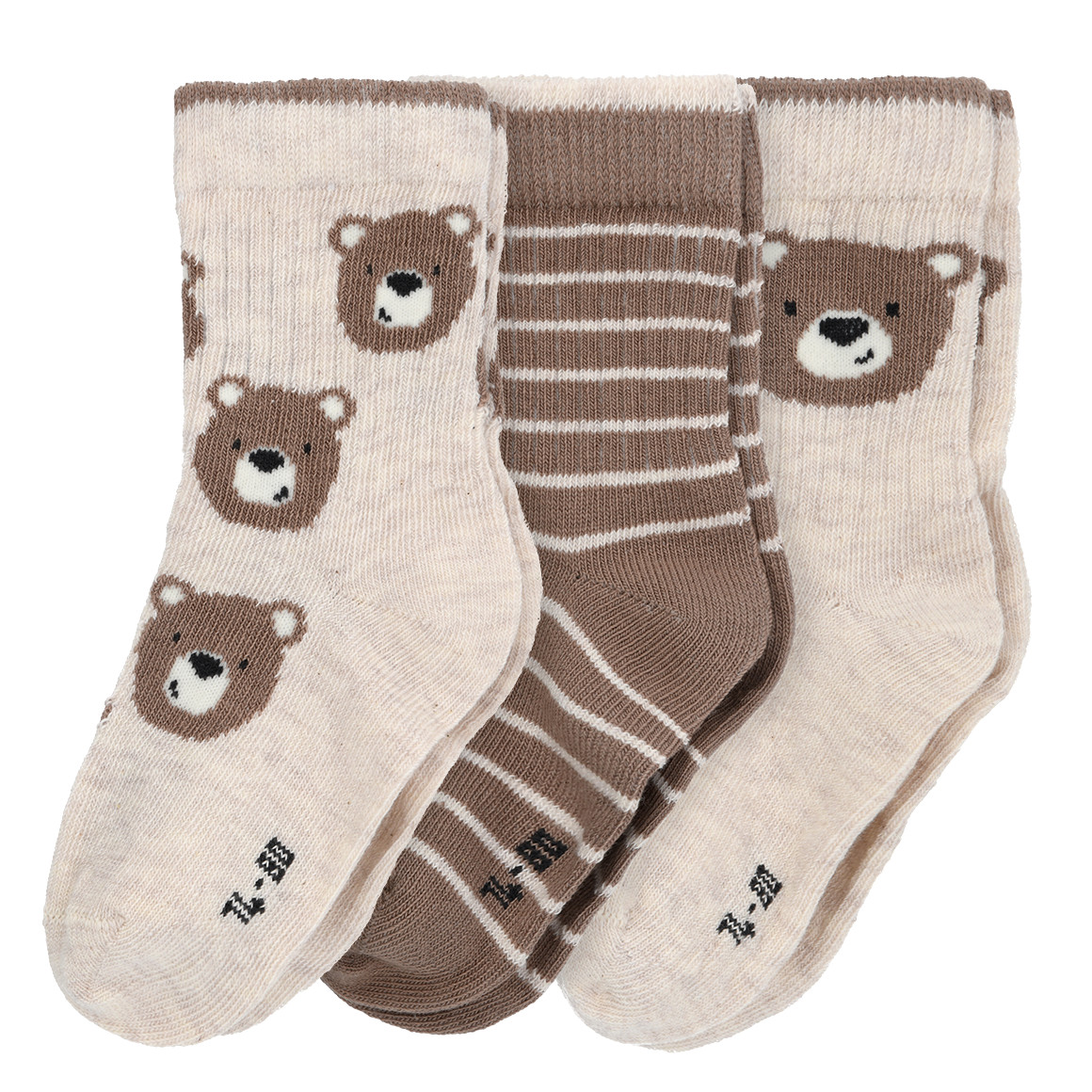 3 Paar Baby Socken mit Bär-Motiven