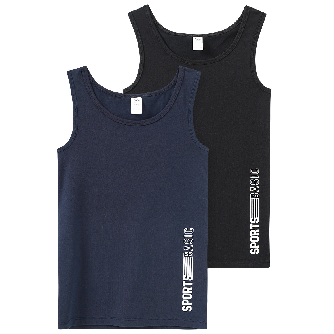 2 Jungen Unterhemden mit Text-Print