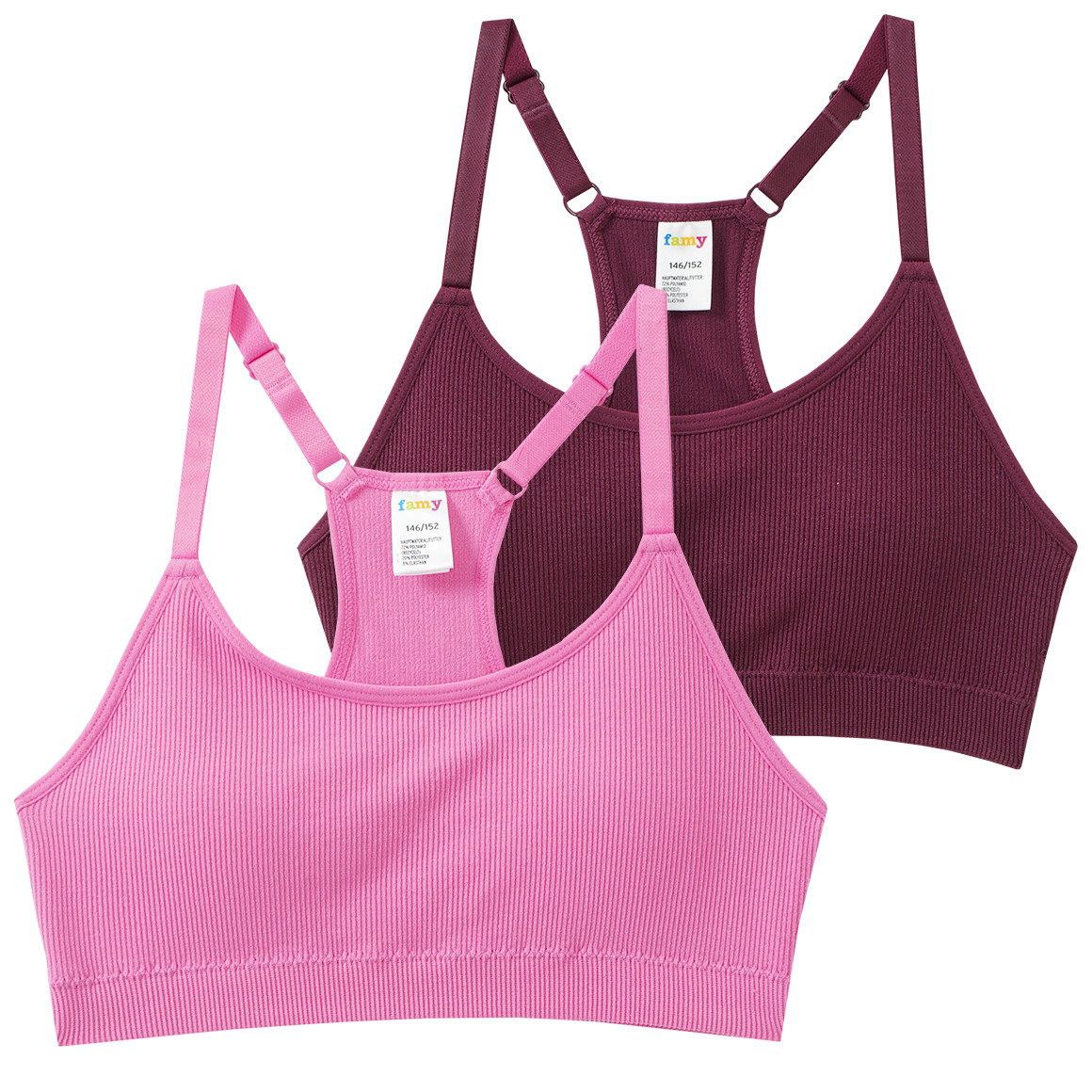 2 Mädchen Seamless-Bustiers mit Pads