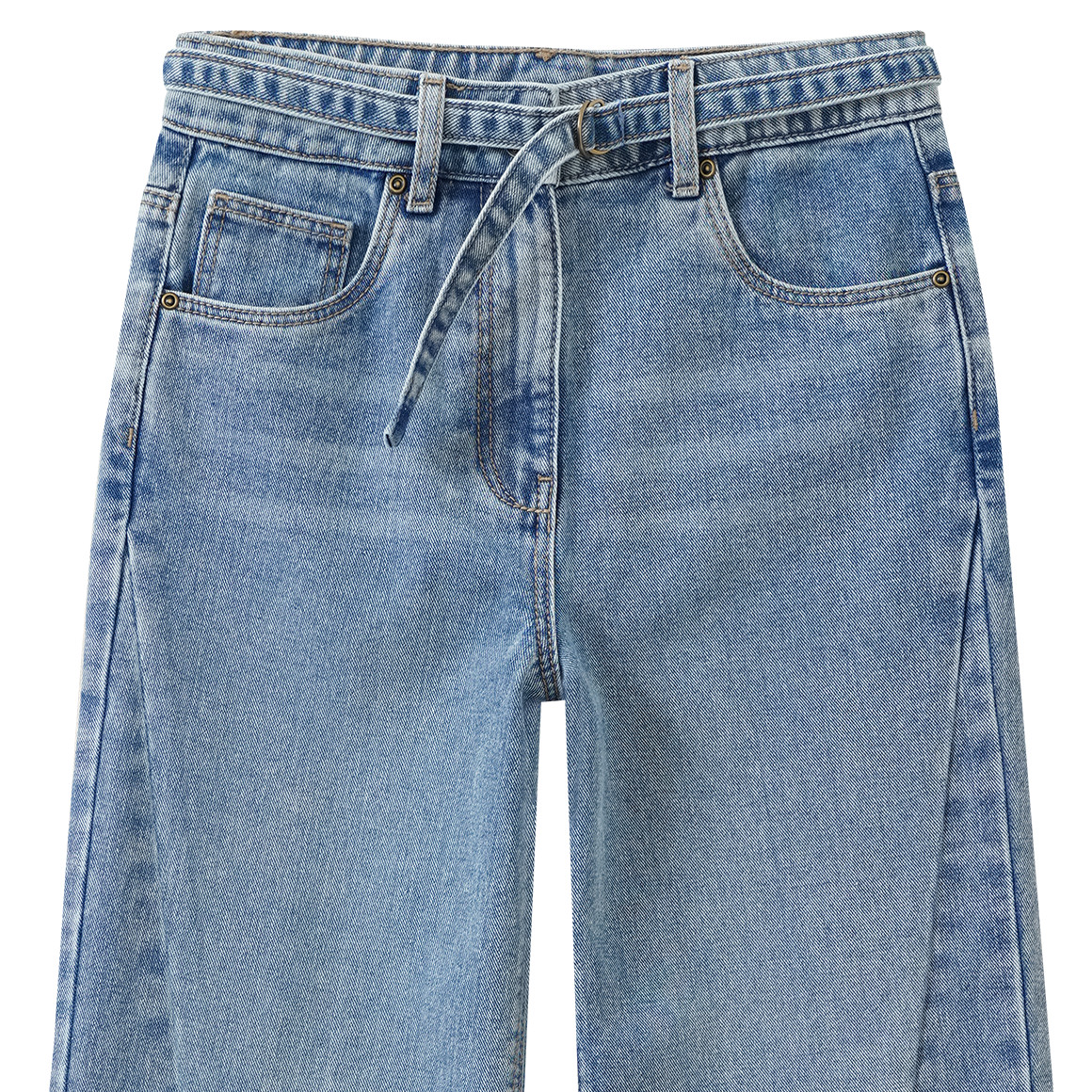 Mädchen Wide-Leg-Jeans mit Gürtel