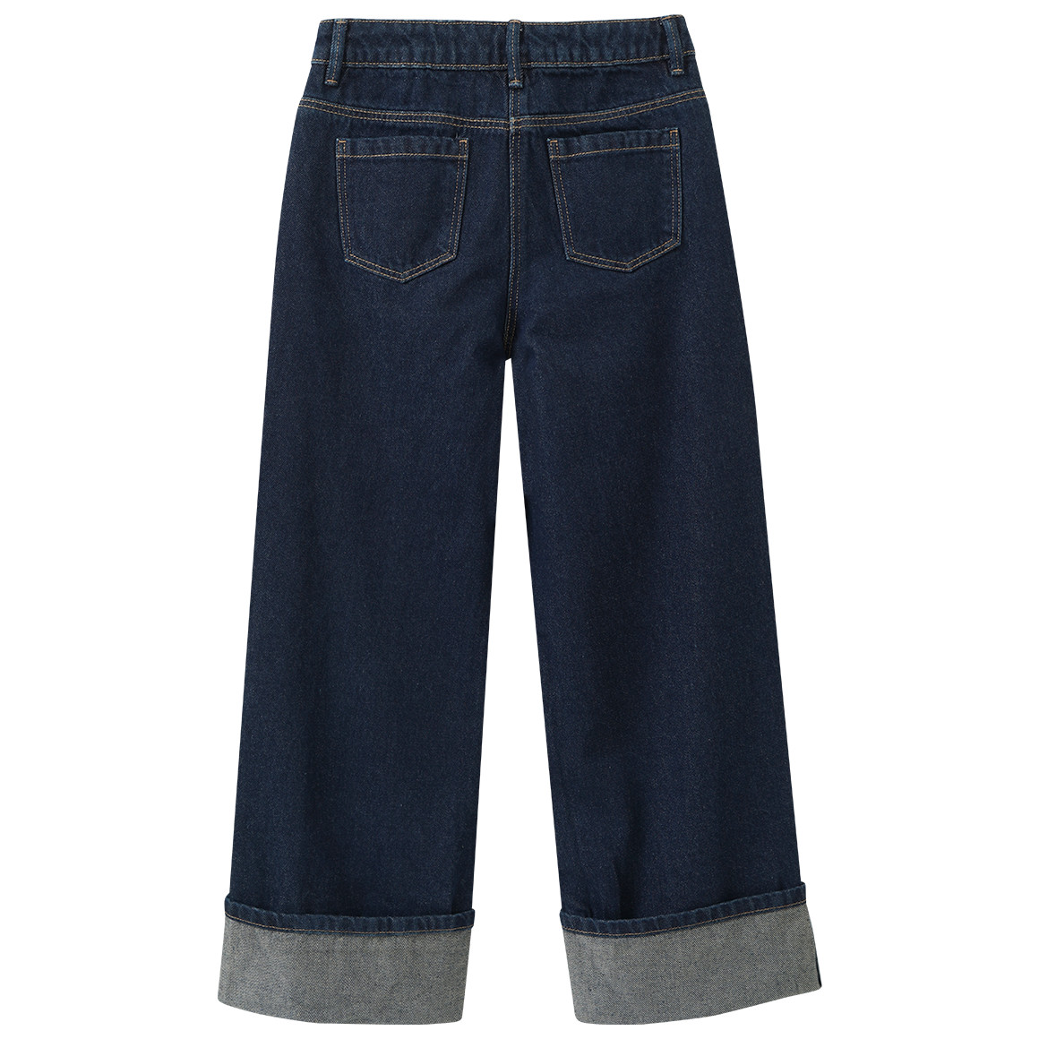 Meisjesjeans met wijde pijpen van raw denim