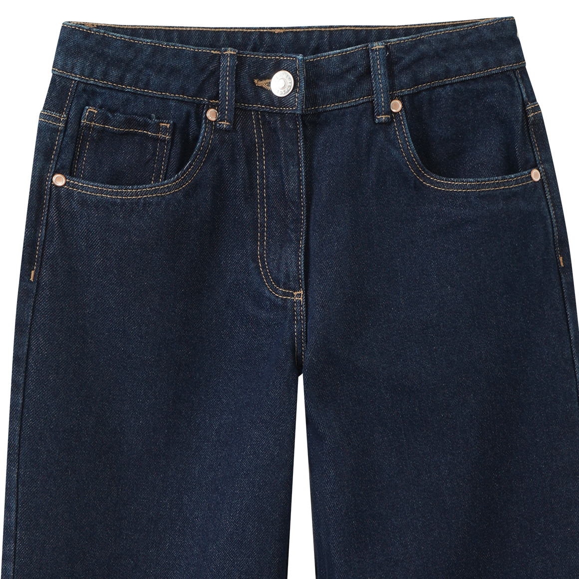 Meisjesjeans met wijde pijpen van raw denim
