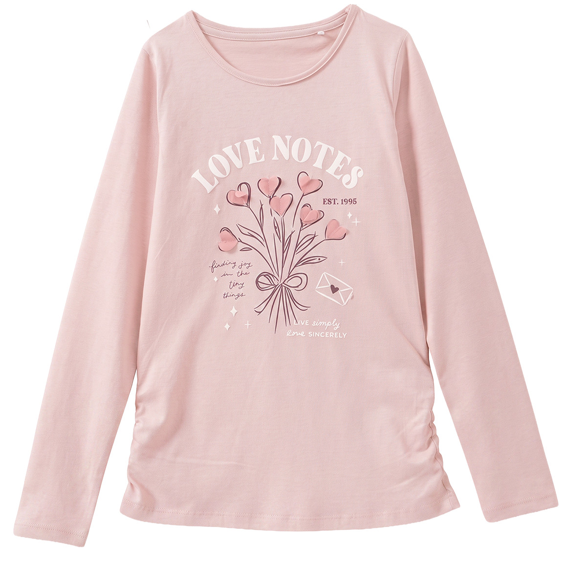 Mädchen Langarmshirt mit Herz-Applikationen