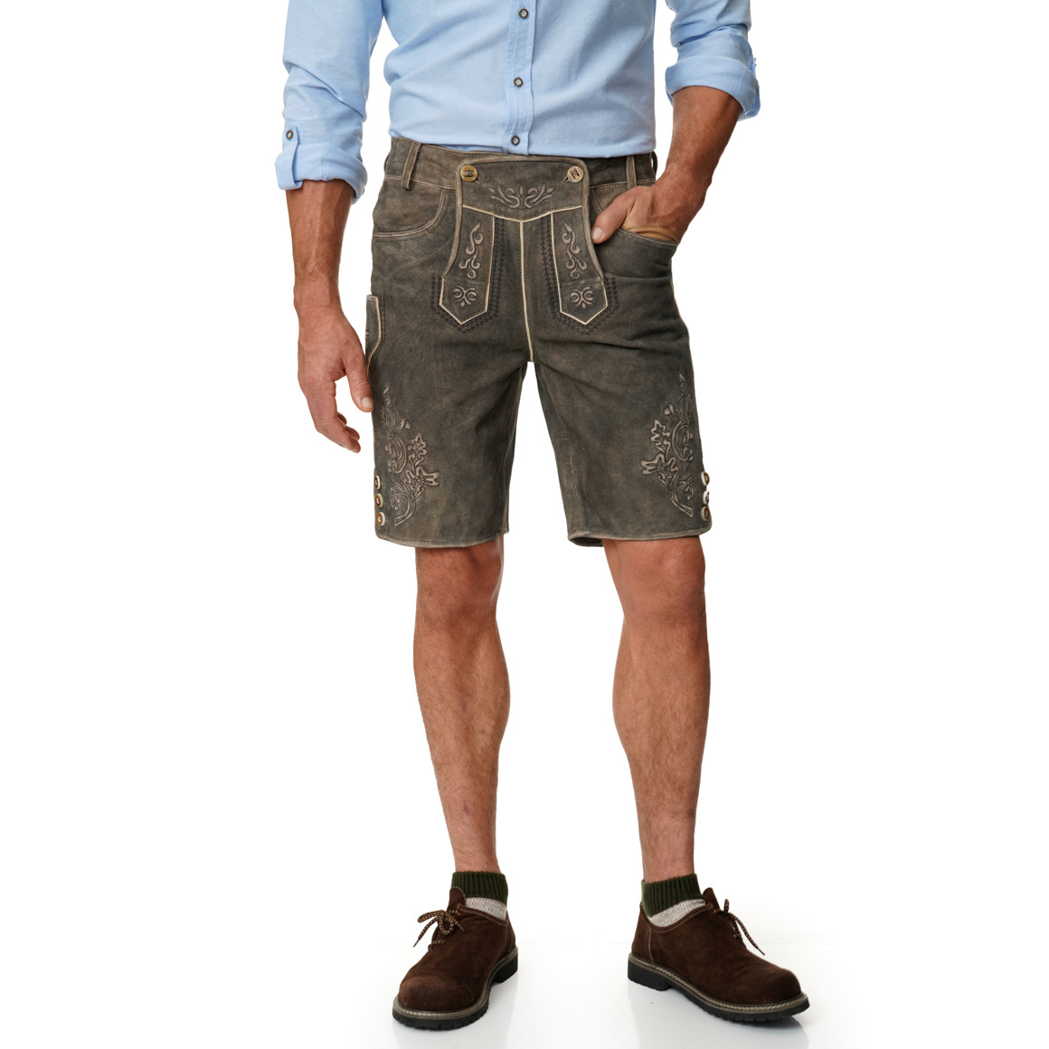 Herren Lederhose mit Stickereien