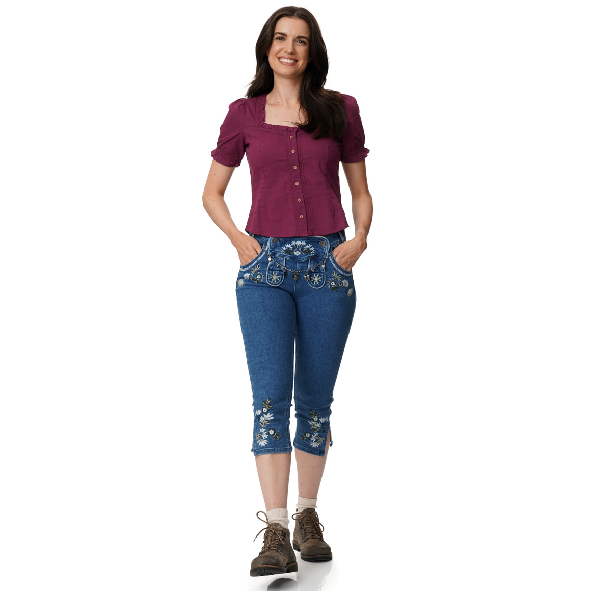 Damen Trachtenbluse mit weitem Ausschnitt