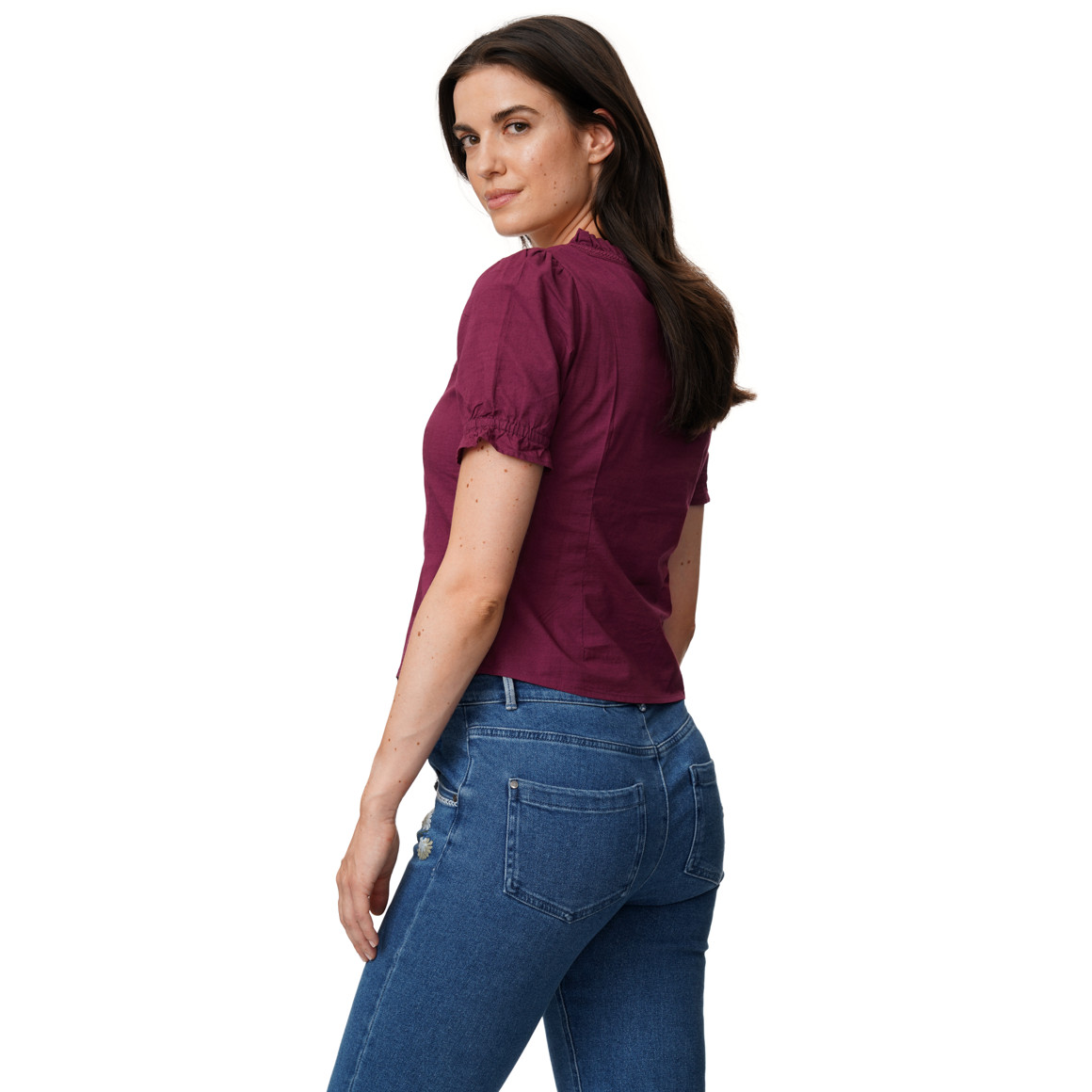 Damen Trachtenbluse mit weitem Ausschnitt