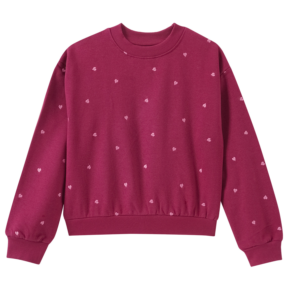 Mädchen Sweatshirt mit Herz-Stickerei